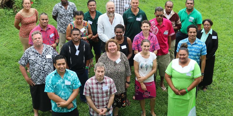 Group workshop from the Regional Alien and Invasive Species Data and Information Mobilisation and Capacity Building in the Pacific. Photo by <a href="https://www.sprep.org/news/pacific-islands-invasive-species-data-be-available-globally">SPREP</a>